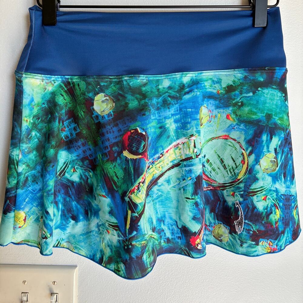Lacoa Watercolor Fitness Art Sport Skirt Size S Running Skort Athletic Tennis